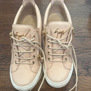 Giuseppe Zanotti Blush Pink Sneakers with Gold Accents